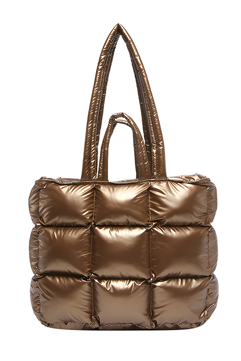 Bolso de mano acolchado dorado de gran capacidad