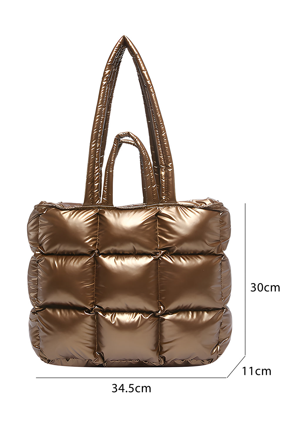 Bolso de mano acolchado dorado de gran capacidad