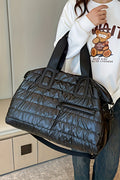 Bolsa de lona acolchada negra de gran capacidad e impermeable