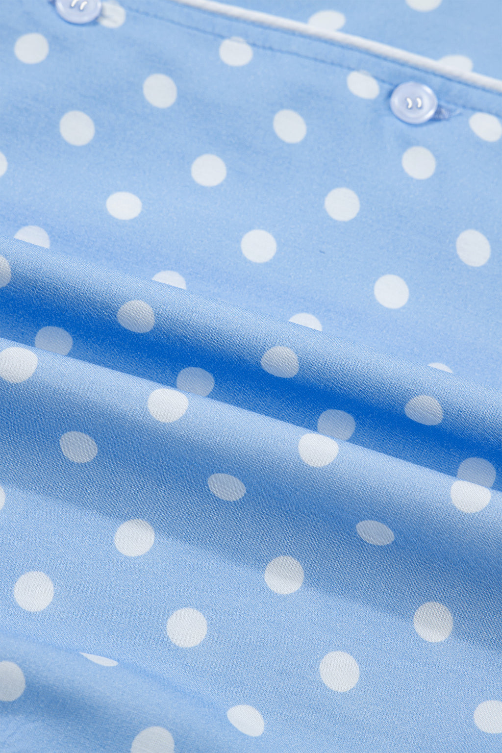 Conjunto de pijama corto suave con estampado de puntos azul cielo
