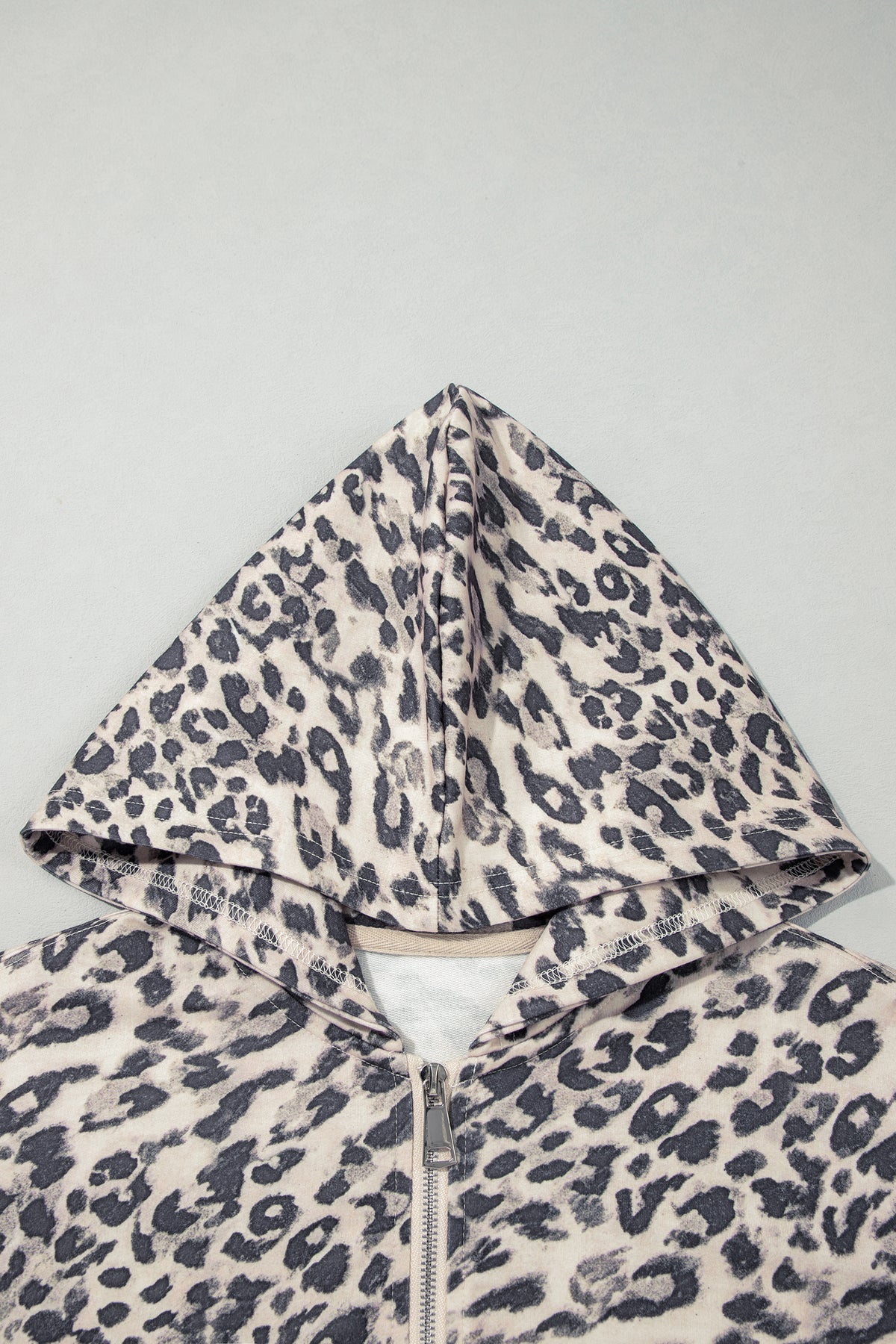 Conjunto de pantalón con capucha, cremallera y cordón ajustable con estampado de leopardo multicolor