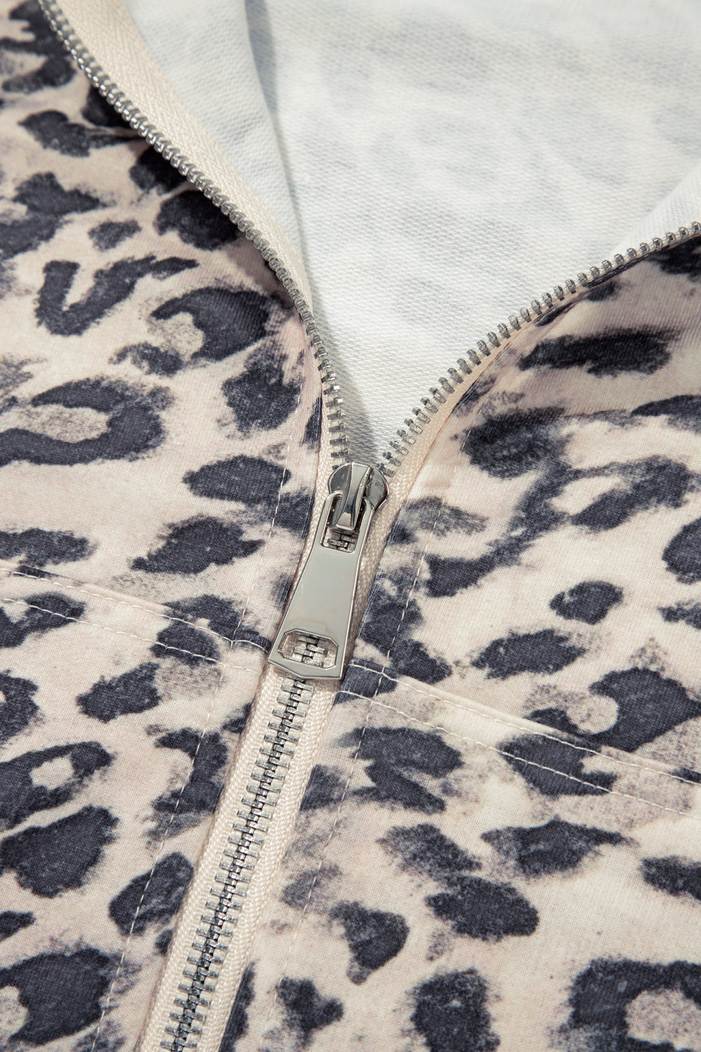 Conjunto de pantalón con capucha, cremallera y cordón ajustable con estampado de leopardo multicolor