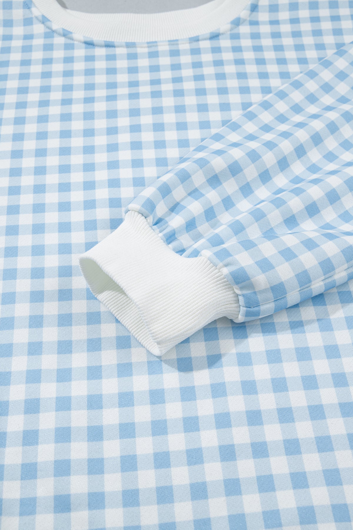 Conjunto de 2 piezas: jersey holgado de cuadros azul cielo con cordón ajustable y shorts casuales.