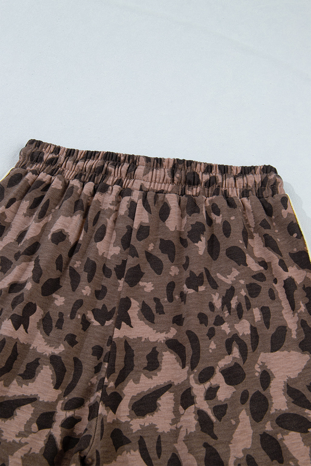 Conjunto de pantalón ancho con cuello en V y manga larga con estampado de leopardo marrón