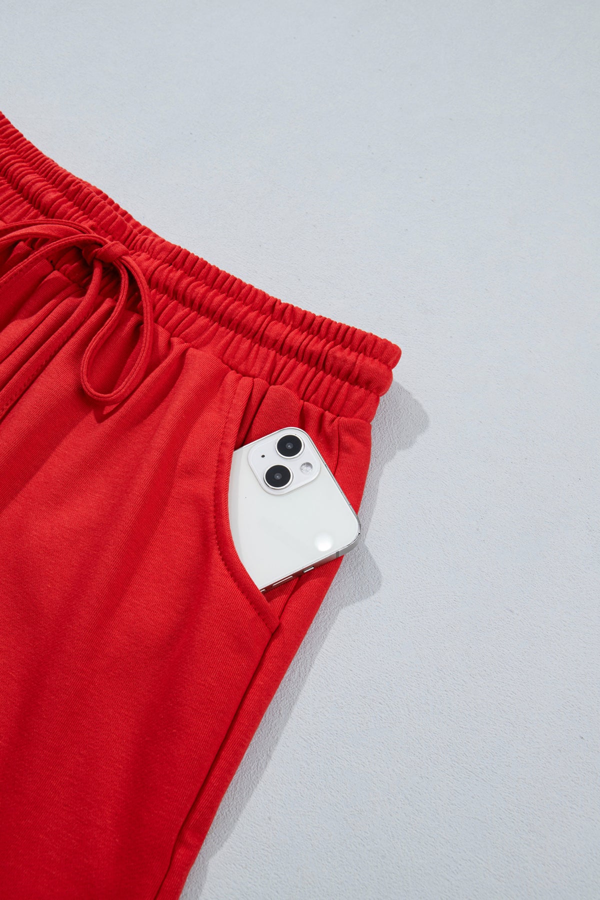 Conjunto de 2 piezas: pantalón corto de manga larga de color liso con estampado de cuadros