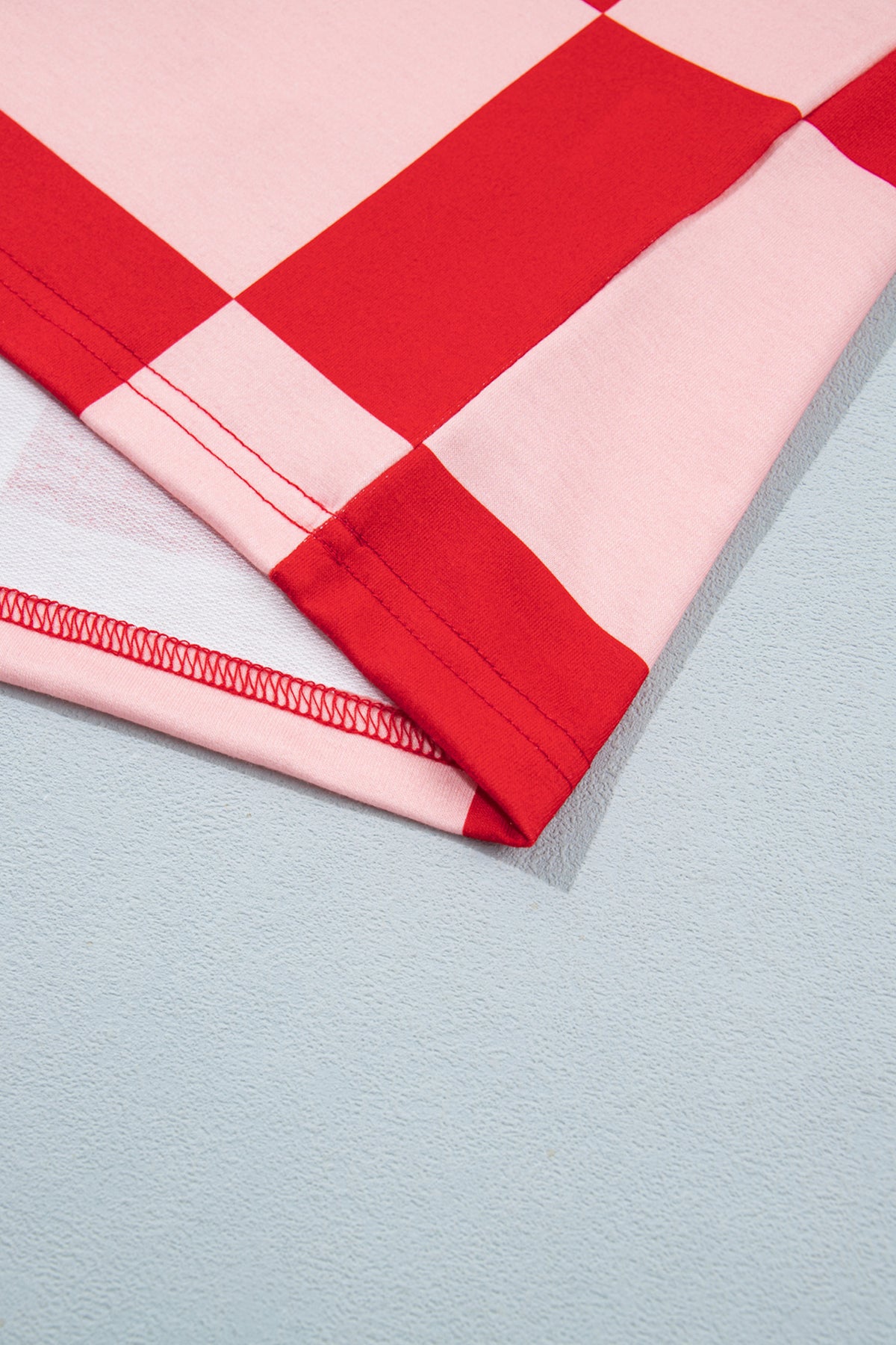 Conjunto de 2 piezas: pantalón corto de manga larga de color liso con estampado de cuadros