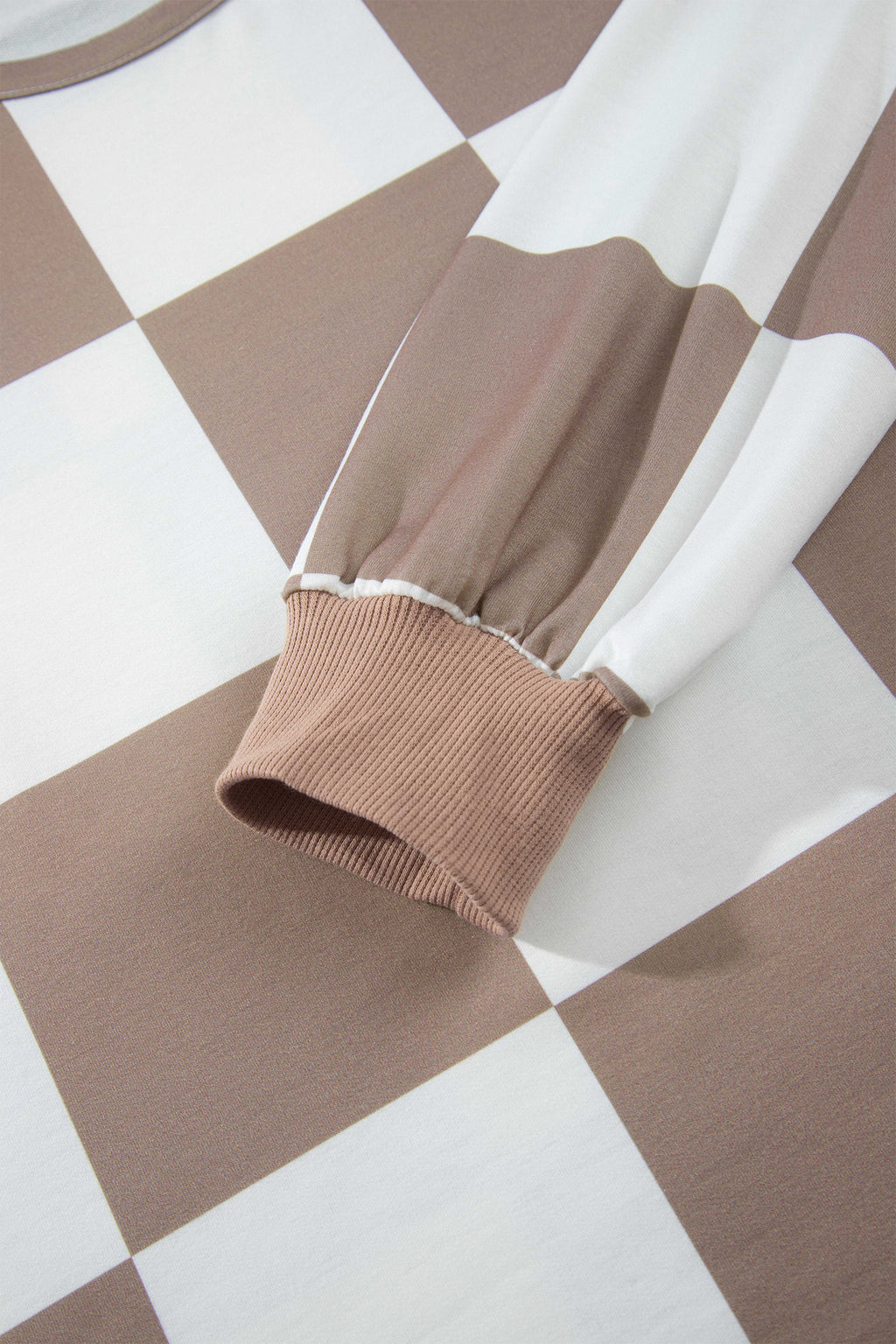 Conjunto de 2 piezas: pantalón corto de manga larga de color liso con estampado de cuadros