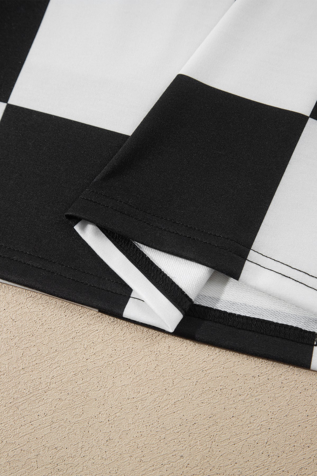 Conjunto de 2 piezas: pantalón corto de manga larga de color liso con estampado de cuadros