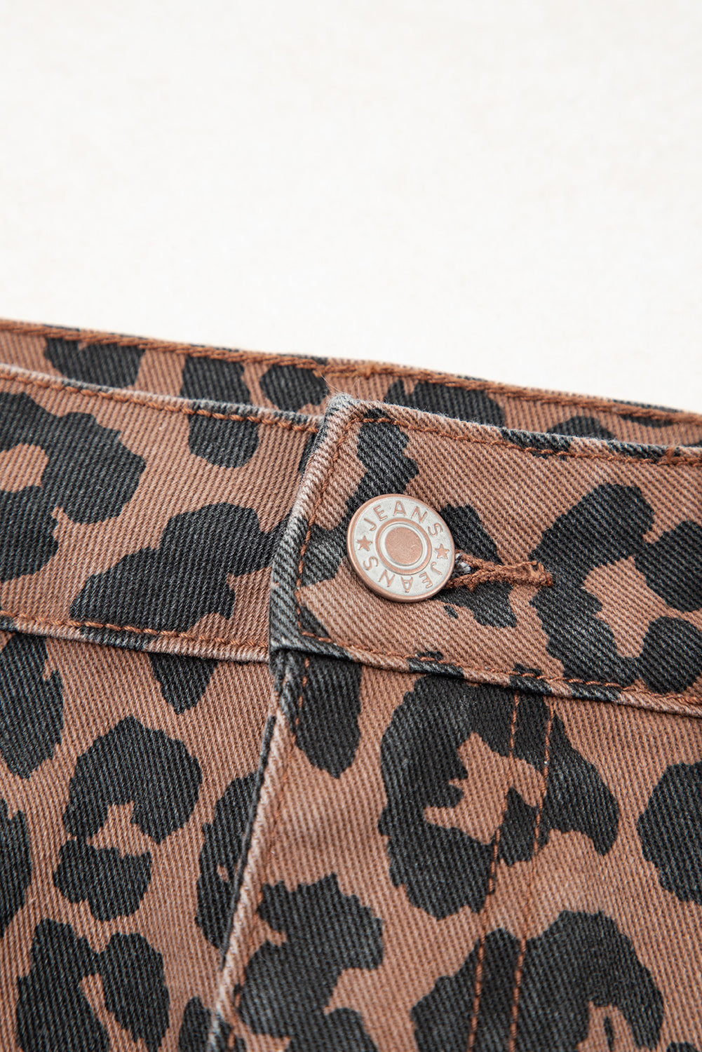 Falda vaquera larga informal de uso diario con estampado de leopardo azul cielo y marron