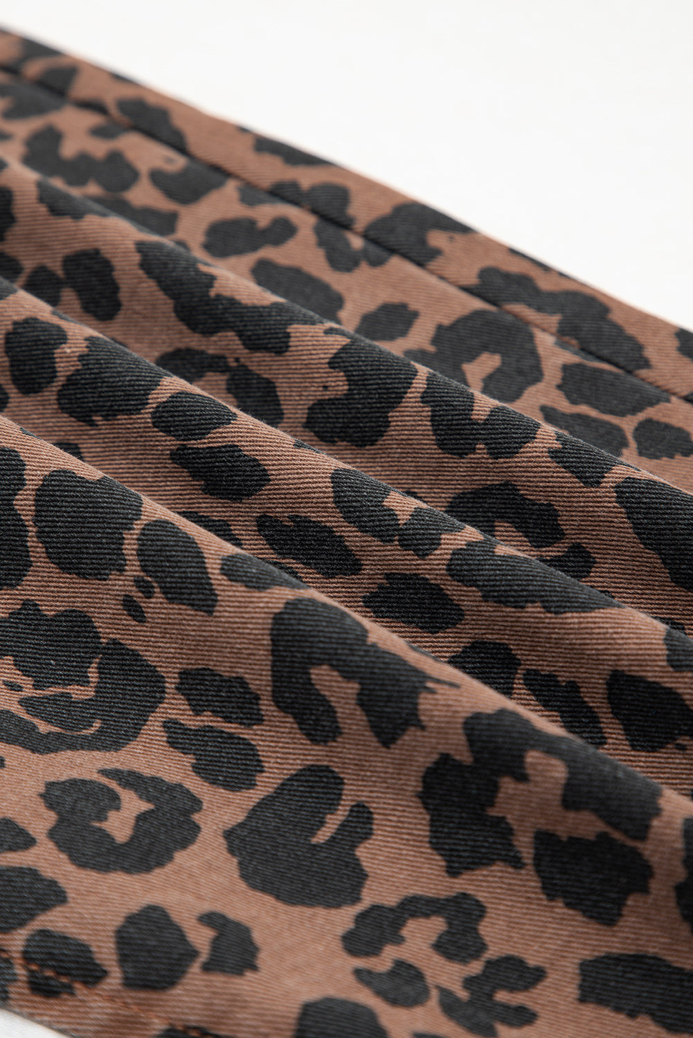 Falda vaquera larga informal de uso diario con estampado de leopardo azul cielo y marron