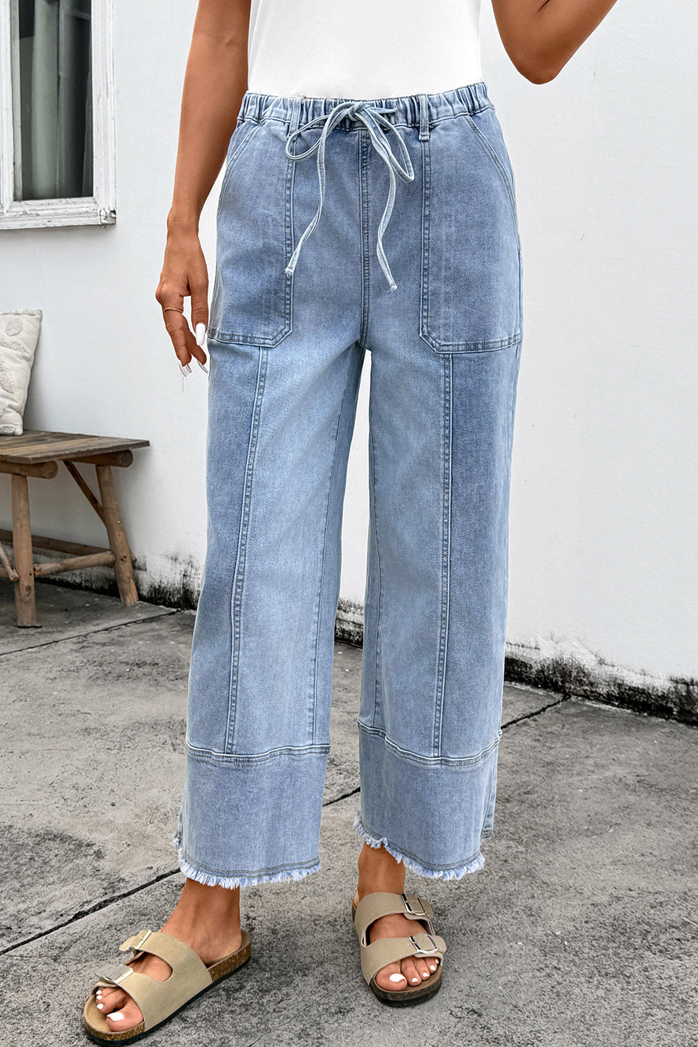 Pantalones vaqueros de pierna ancha azul Beau.